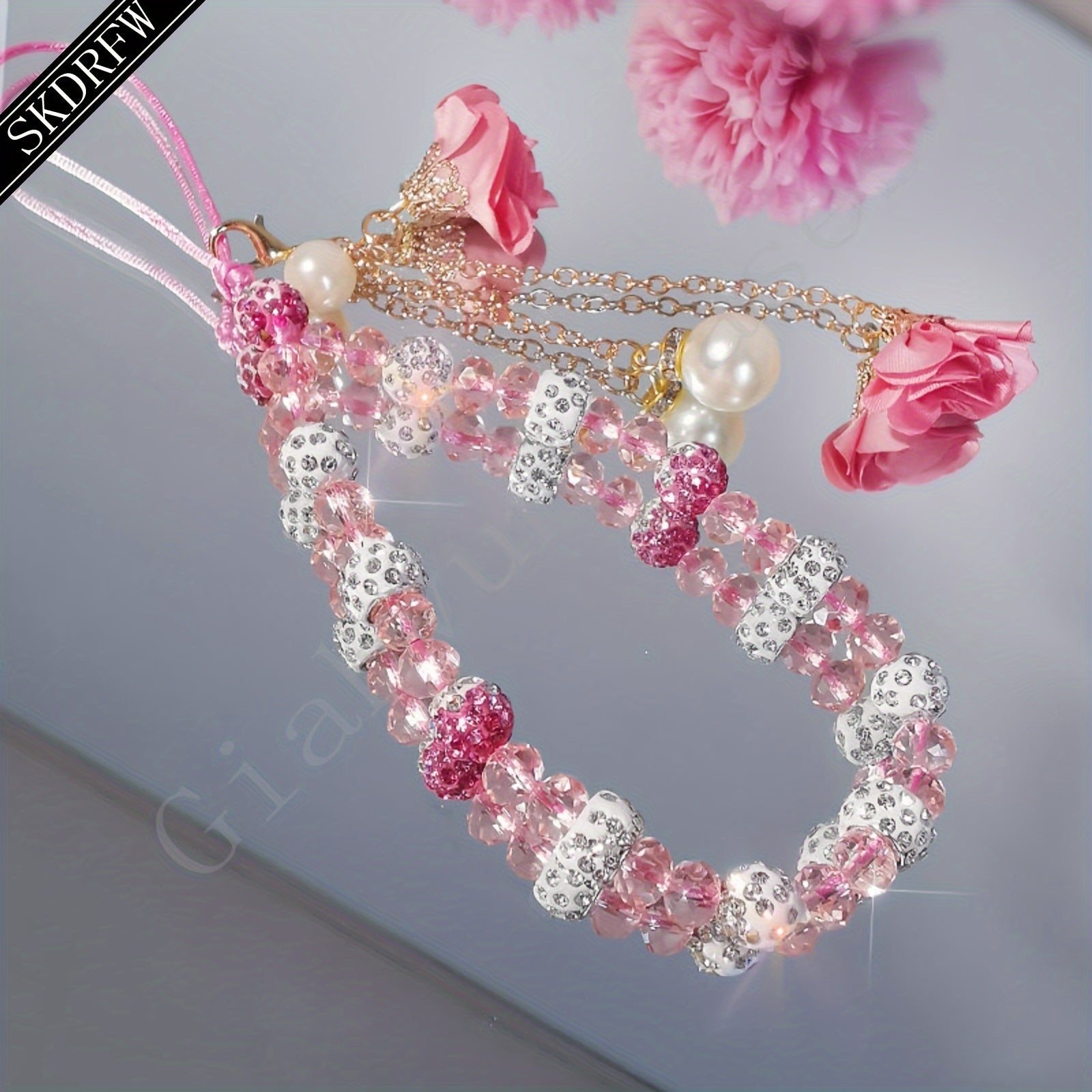 Fashionable Universal Phone Accessory With A Short Crystal Chain, Pure Phone Case, Pendant, And Wrist Strap